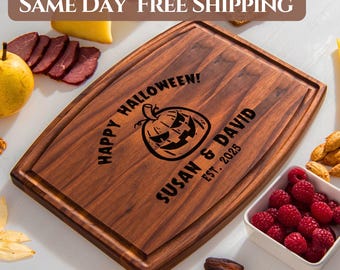 Regalo de Halloween, tabla de cortar personalizada, decoración de calabaza personalizada, regalo de temporada espeluznante, regalo de inauguración de la casa, regalo de decoración de Halloween para pareja