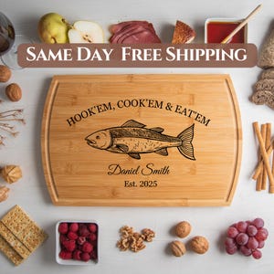 Fishing Cutting Board, Personalized Gifts, Fishing Gift, Gift for Fisherman, Unique Housewarming Gift, Fishing Dad, Husband, Grandpa Gift