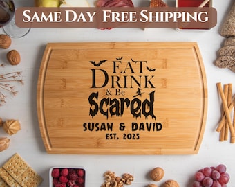 Tabla de cortar de regalo de Halloween personalizada, decoración de Halloween, regalo para anfitriona, regalo de temporada espeluznante para ella, regalos de Halloween para parejas y familia