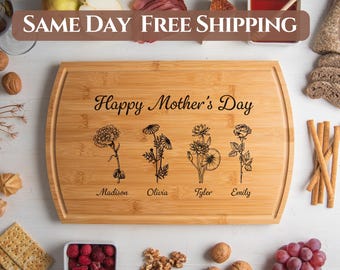 Mother's Day Gift, Personalized Charcuterie Board, Custom Cutting Board, Happy Mothers Day, Gift for Grandma, Housewarming Gift, Mom Gifts