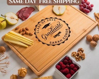 Graduation Personalized Cutting Board, Custom Charcuterie Board, College Graduation Gift for Her, Gifts for PHD Graduates, Class of 2025
