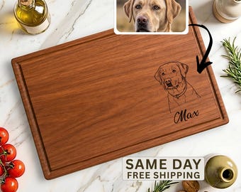 Tabla de cortar personalizada con foto de perro grabada, tabla de quesos con retrato de mascota personalizado, regalo conmemorativo para perros, regalo para inauguración de casa, boda o familia.