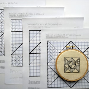 Blackwork Quilt Blocks Set of 4 Embroidery Patterns image 2