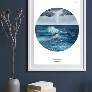 Tempesta di cambiamento – Stampa giclée artistica in edizione limitata / Firmata a mano / Carta d'archivio / Dipinto a olio ispirato all'oceano