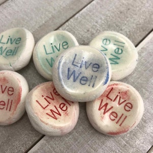 7 live well , Worry Stones, Inspirational Word Stones, Rocks,