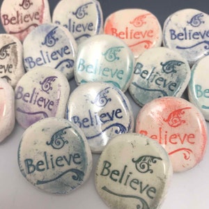 Believe Worry Stones, Inspirational Word Stones, Rocks