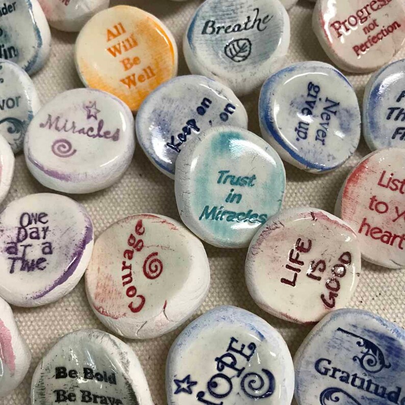 100 Recovery Words Wholesale Handmade Ceramic Worry Stones