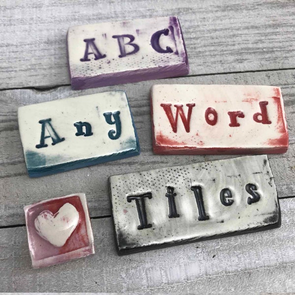 Custom WORD Tiles, Words, Names, Dates PERSONALIZED, Square MOSAIC Tiles,  .75" high