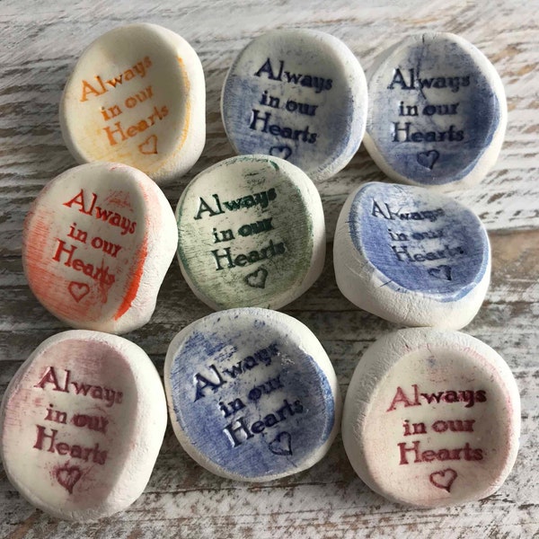 Always In Our Hearts|   Worry Stones, Inspirational Word Stones, Rocks 1-1000 Qty. {other words available}