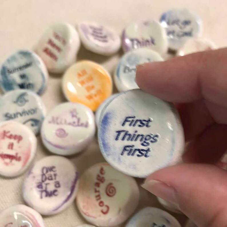 100 Recovery Words Wholesale Handmade Ceramic Worry Stones