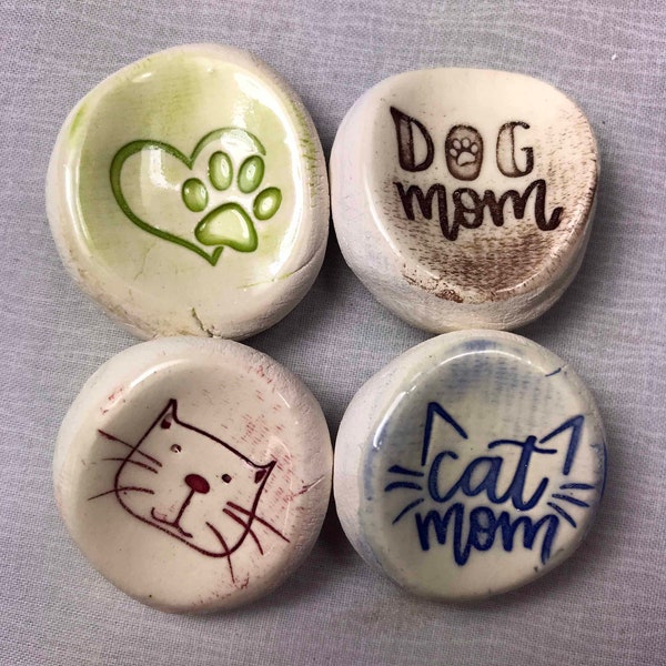 Dog or Cat Theme Worry Stones. Paw Prints, puppy, kitty, fur Mama