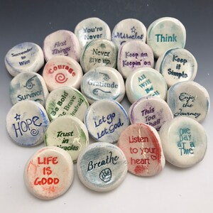100 Recovery Words, Wholesale Handmade Ceramic Worry Stones