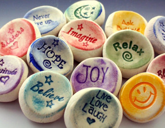 100 Recovery Words Wholesale Handmade Ceramic Worry Stones