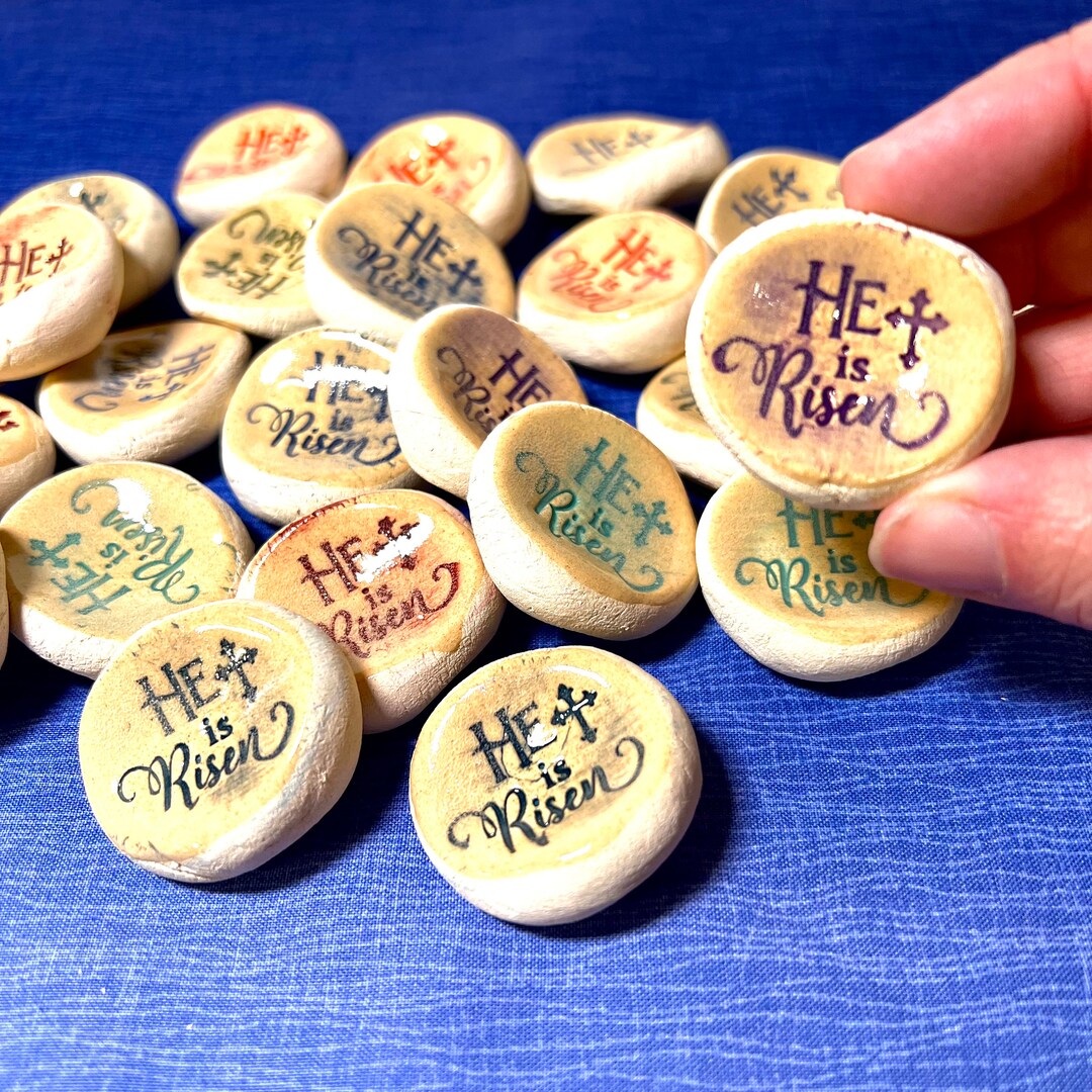 He is Risen | Worry Stones | Blessing Rocks | Easter & Communion Gifts ...
