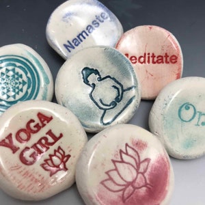 100 YOGA Worry Stones, 9 Inspirational Word Assortment