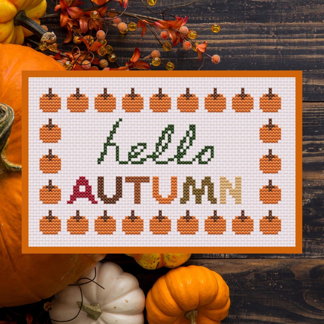 Hello Autumn Cross Stitch Pattern Digital Printable Download PDF - Etsy