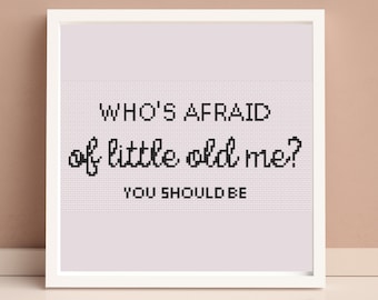 Afraid Song Lyric mélomane modèle de point de croix imprimable modèle PDF à télécharger