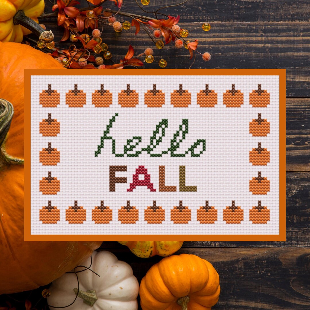 Hello Fall Cross Stitch Pattern PDF Printable Download - Etsy