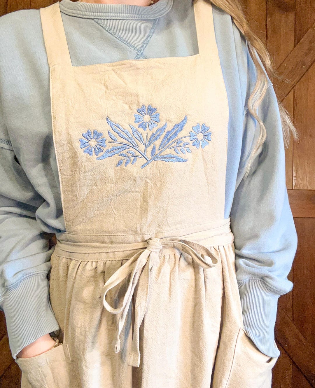 Custom Pyrex and Corning Ware Embroidered Apron, Beige Apron, Vintage ...