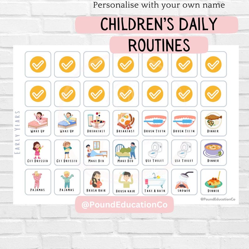 My Daily Routine Chart, Personalised Kids Daily Routine Chart ...