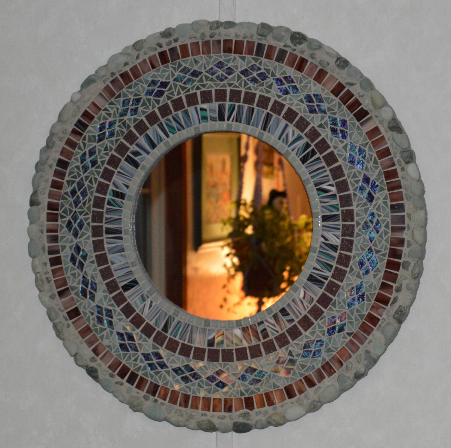 Mixed Media Stained Glass Mosaic Art MirrorPurple and Seafoam Etsy