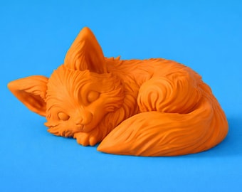 3D-sovande räv STL-fil, 3D-utskriftsfil, dekor med 3D-skrivare, söt räv, digital nedladdning