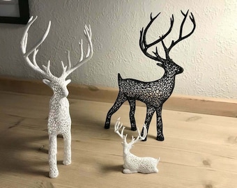 Plik do druku 3D jelenia, 3D uroczy jeleń STL, plik STL dekoracji jelenia, leżący jeleń, plik do druku 3D, wystrój domu z plikiem STL