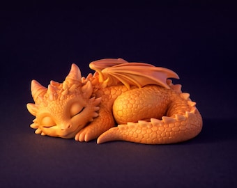 3D Cute Sleeping Dragon STL File, 3D Printing File, Decor With 3D Print, Dragon Model,  Digital Download, Ready To Print