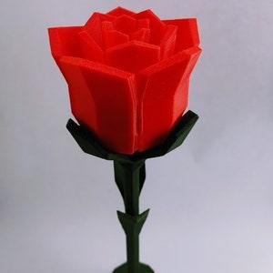 3D Low Poly Rose STL File, 3D Printing File, 3D Flowers Printing File, Gift For Him, Flowers With 3D Printing, Printable Rose