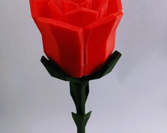 3D Low Poly Rose STL File, 3D Printing File, 3D Flowers Printing File, Gift For Him, Flowers With 3D Printing, Printable Rose