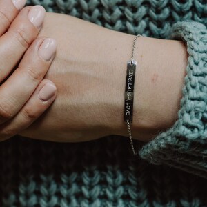 Personalised Bracelet Engraved Name Sterling Silver 925 Bar Gift Engraved Jewelry Personalised Gift For Her Mom Wife Bracelet For Women Date