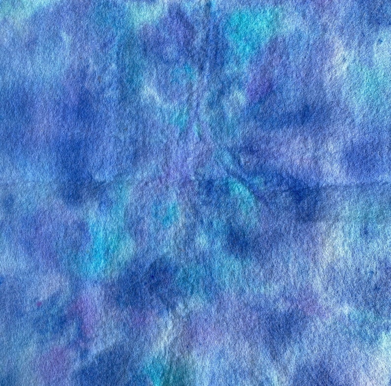 Pure Wool Felt hand painted in blue watery tones various sizes available image 1