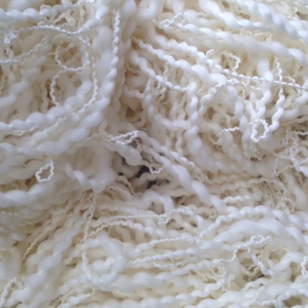 12ply Merino Slub - Slubby Wool - Soft Yarn - Adding Texture Weaving - Natural Wool - Cream Wool - Merino Slub - Twirly Wool - Dolls Hair