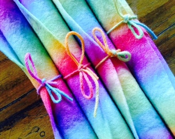 Hand Painted Pure wool Felt in Rainbow Stripes