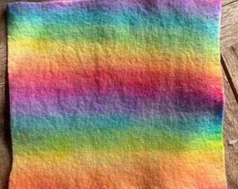 Hand Painted Pure Wool Felt in Rainbow Stripes