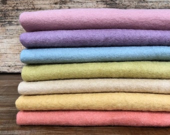 Hand Dyed Pure Wool Felt in Soft Pastels Tones ~ 7 piece bundles or Individual colours