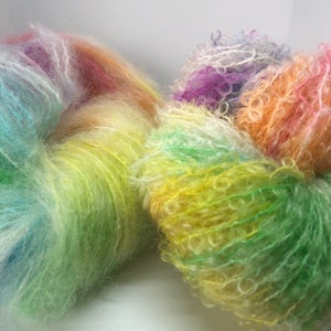 Rainbow Wool - Rainbow Mohair - Hand Painted Mohair - Dolls Hair - Rainbow Dolls Hair - Weaving Yarn - Rainbow Wool - Sreiner Dolls Hair