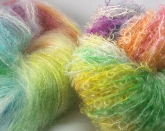 Rainbow Wool - Rainbow Mohair - Hand Painted Mohair - Dolls Hair - Rainbow Dolls Hair - Weaving Yarn - Rainbow Wool - Sreiner Dolls Hair