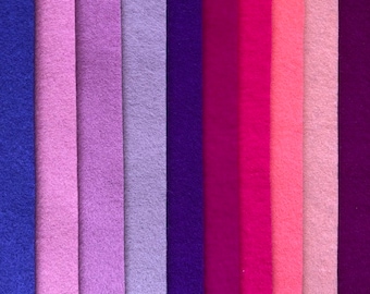 Pink & Purple Wool Felt Squares - Craft Supply, 10 Pack