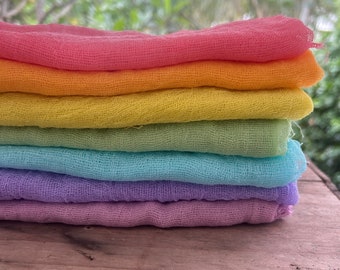Rainbow Muslin ~ hand dyed playcloths