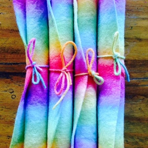 Hand Painted Pure wool Felt in Rainbow Stripes image 2