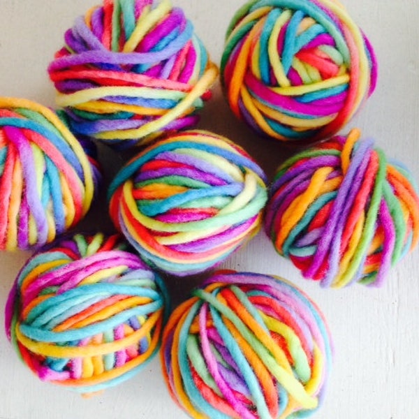 Hand Painted Chunky Rainbow Wool - Slub -  Rainbow Wool - Chunky Wool - Chunky Yarn - Knitting - Weaving Yarn - Crochet Yarn - Dolls Hair