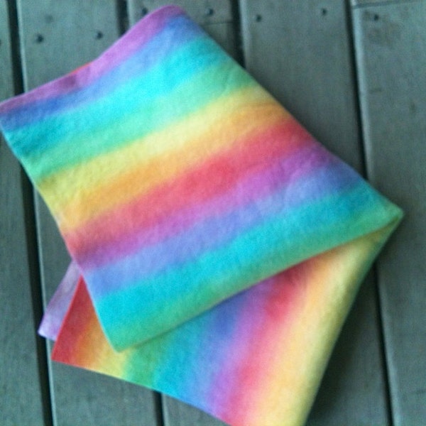 Rainbow Felt - Hand Painted Pure Wool Felt - Rainbow Stripes - Felt - Pure Wool Felt - Doll Making - Steiner Craft - Childrens Craft - Craft