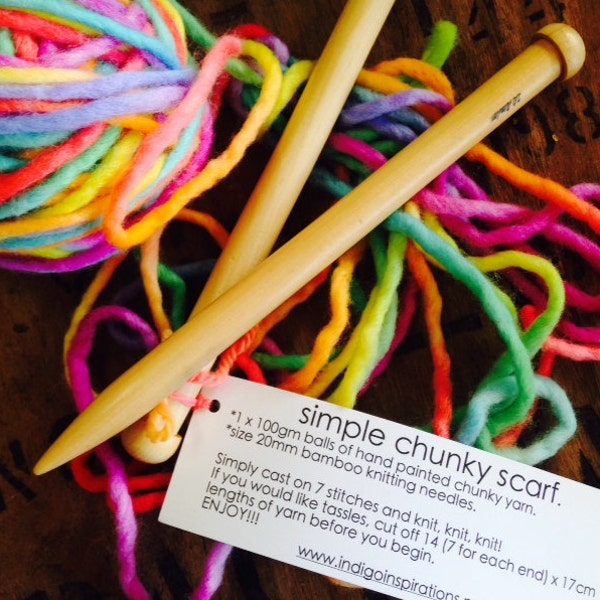 Kit d’écharpe Chunky DIY avec laine épaisse + aiguilles à tricoter en bambou de 20 mm