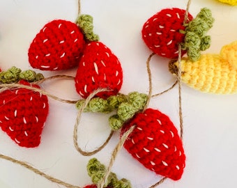 Guirlande de fraises au crochet // Guirlande de fruits personnalisée !