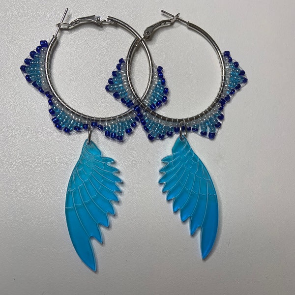 Blue Angel Hoop Earrings