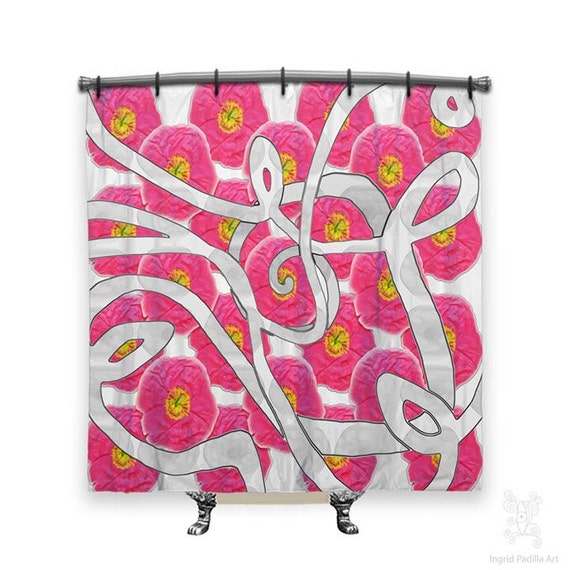 Floral Shower Curtain Shower Curtain Shower Curtains Poppy Etsy