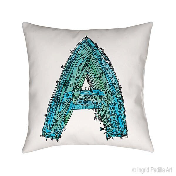 Pillow Whimsical Pillow Letter A Pillow Throw Pillow Monogram