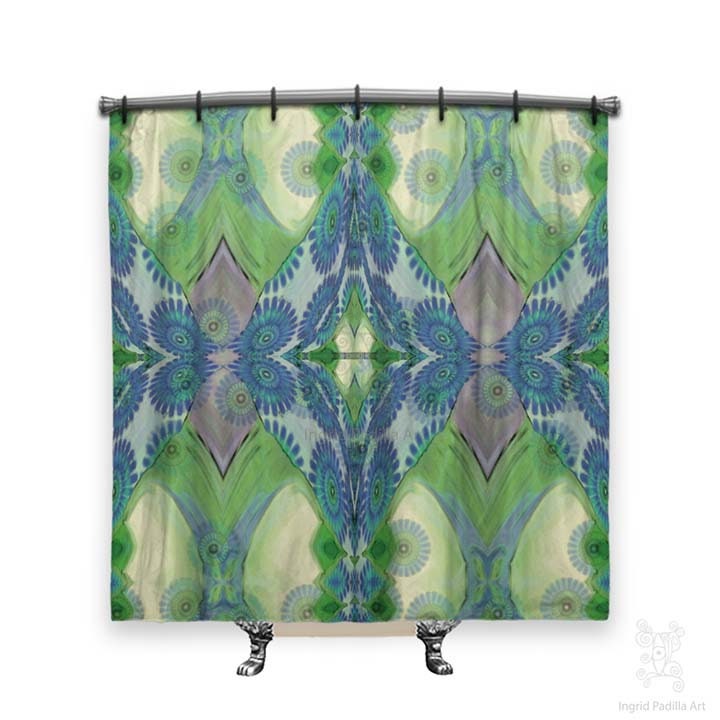 Blue Shower Curtain Boho Shower Curtain Shower Curtain Fabric