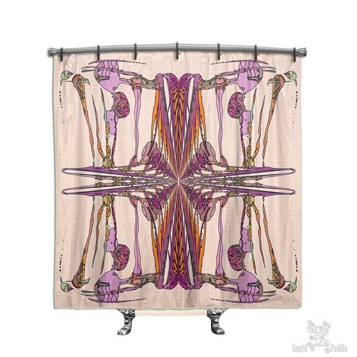 Mingo Boho Shower Curtain Shower Curtain Pink Shower Curtain